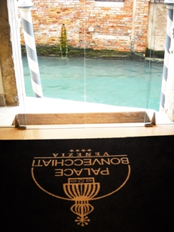 Water taxi entrance at hotel.